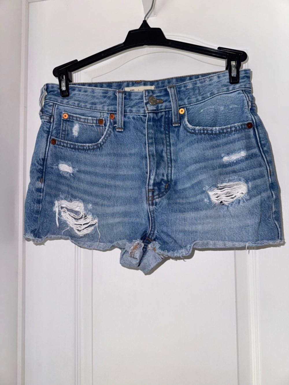 Madewell Light Blue Distressed Cutoff Denim Shorts